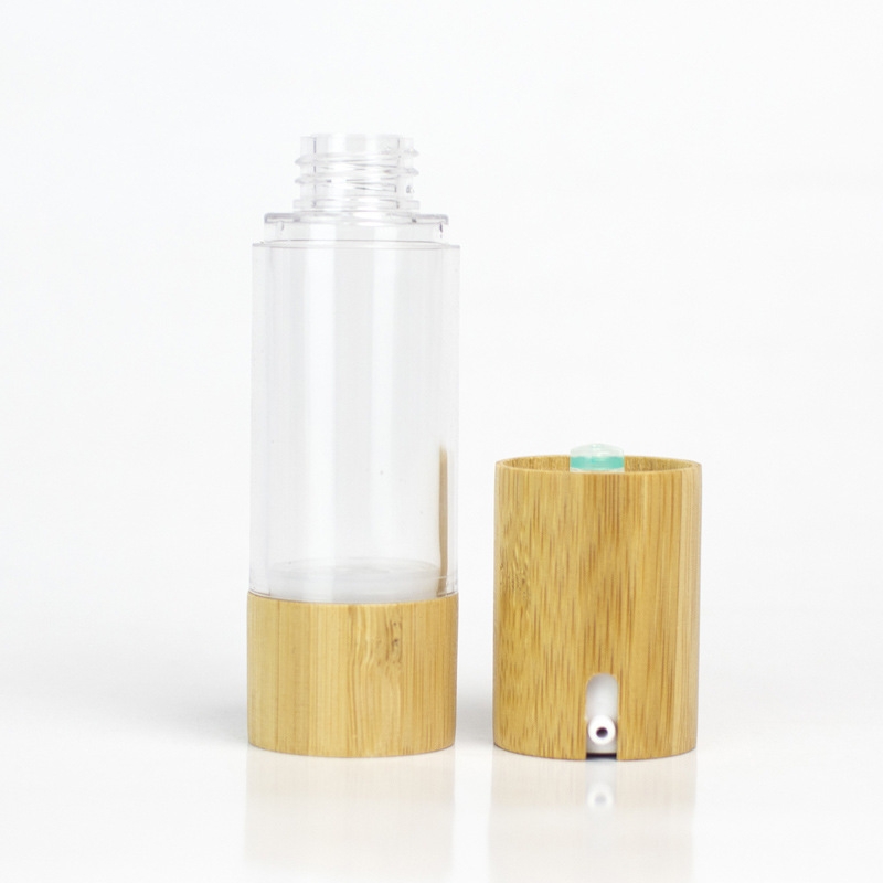 Flacone con pompa airless per lozione di bambù da 15 ml 30 ml 50 ml Contenitore cosmetico sottovuoto per emulsione per crema per gli occhi da 1 oz 1,7 oz Flacone con pompa airless per lozione di bambù da 15 ml 30 ml 50 ml Contenitore cosmetico sottovuoto per emulsione per crema per gli occhi da 1 oz 1,7 oz