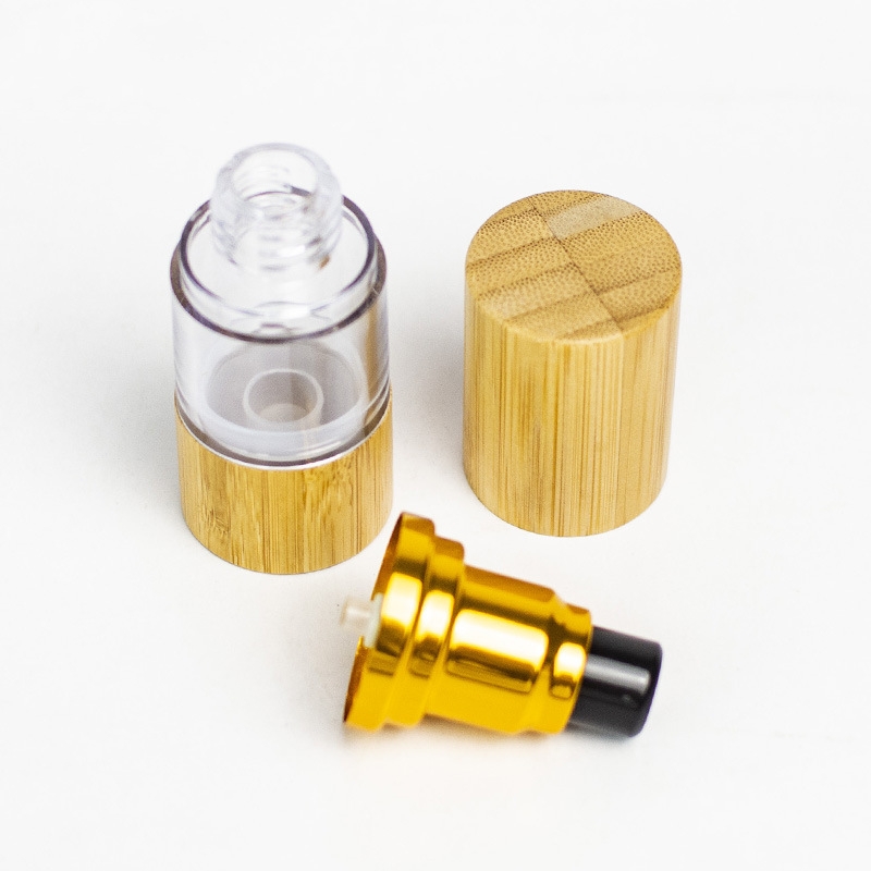 Imballaggio cosmetico di bambù 15ml 30ml 50ml 80ml 100ml 120ml Flacone per lozione con pompa airless Flacone airless in plastica cosmetica Imballaggio cosmetico di bambù 15ml 30ml 50ml 80ml 100ml 120ml Flacone per lozione con pompa airless Flacone airless in plastica cosmetica