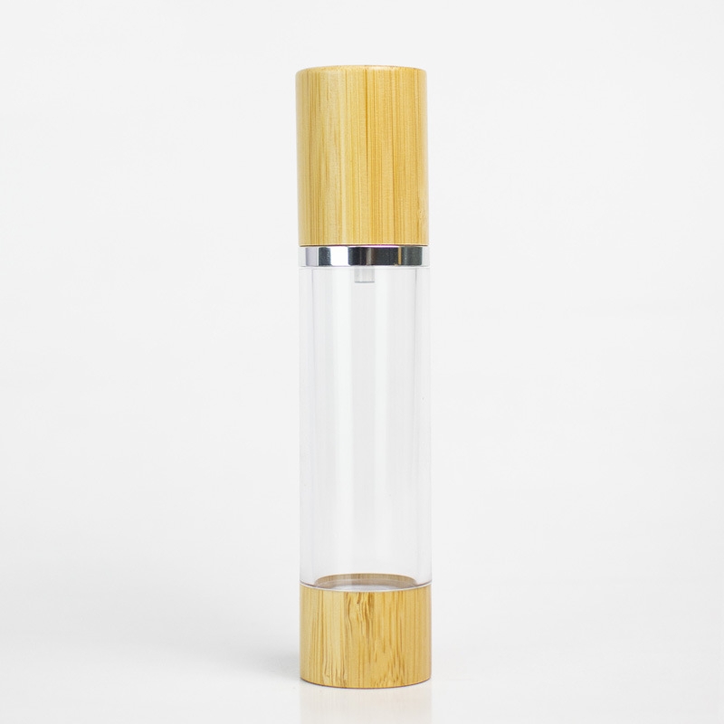Imballaggio cosmetico di bambù 15ml 30ml 50ml 80ml 100ml 120ml Flacone per lozione con pompa airless Flacone airless in plastica cosmetica Imballaggio cosmetico di bambù 15ml 30ml 50ml 80ml 100ml 120ml Flacone per lozione con pompa airless Flacone airless in plastica cosmetica