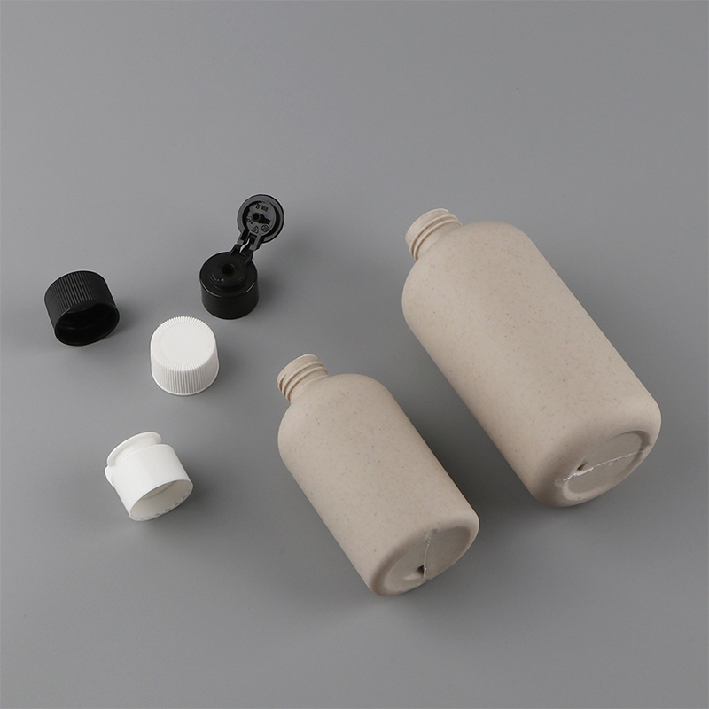 Contenitore cosmetico biodegradabile da 150 ml 250 ml 400 ml 500 ml Bottiglia per shampoo rotonda in paglia di grano con coperchio ribaltabile Contenitore cosmetico biodegradabile da 150 ml 250 ml 400 ml 500 ml Bottiglia per shampoo rotonda in paglia di grano con coperchio ribaltabile