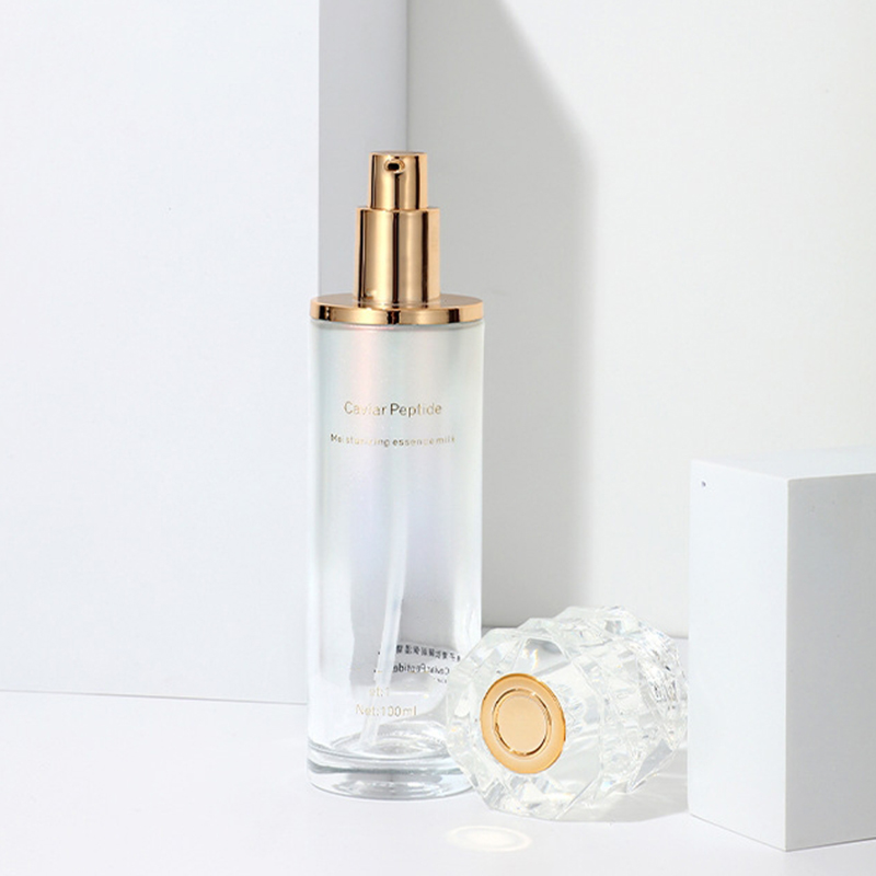 Set di imballaggi cosmetici sfumati colorati Flacone di lozione in vetro per la cura della pelle in barattolo di crema per il viso vuoto stampato con pompa Set di imballaggi cosmetici sfumati colorati Flacone di lozione in vetro per la cura della pelle in barattolo di crema per il viso vuoto stampato con pompa