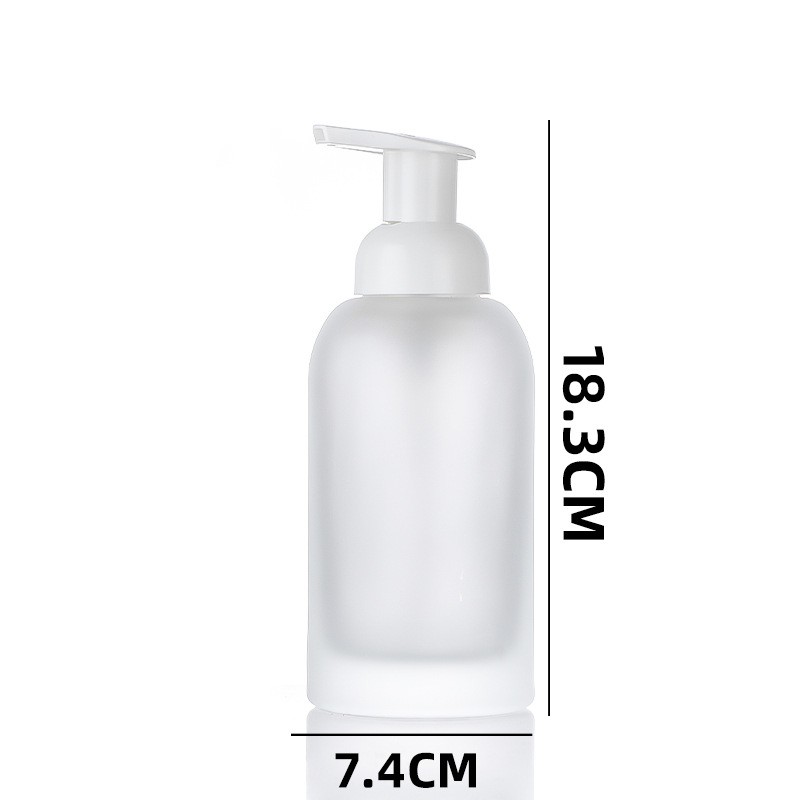 Bottiglie di sapone per le mani in vetro con pompa schiumogena per shampoo detergente riutilizzabile trasparente satinato da 250 ml 375 ml Bottiglie di sapone per le mani in vetro con pompa schiumogena per shampoo detergente riutilizzabile trasparente satinato da 250 ml 375 ml