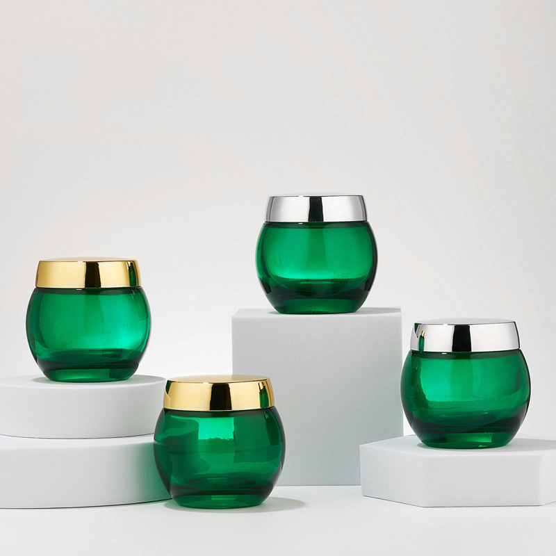 Barattolo cosmetico in vetro trasparente verde Barattolo vuoto per lozione per il corpo