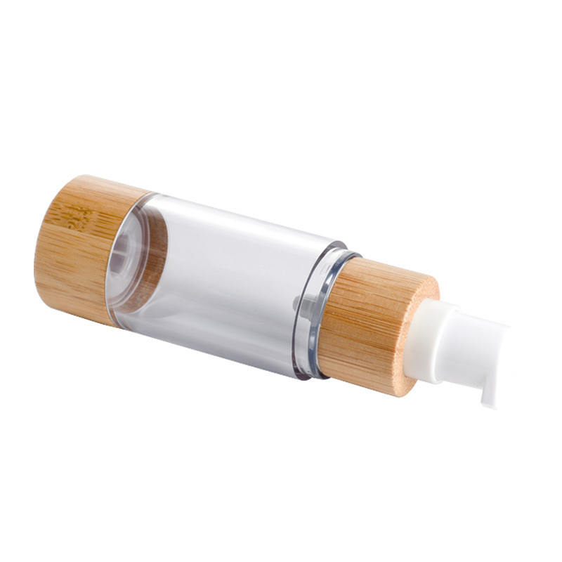 Bottiglia airless di bambù per lozione riciclabile da 50 ml per bottiglia cosmetica con pompa airless di bambù Bottiglia airless di bambù per lozione riciclabile da 50 ml per bottiglia cosmetica con pompa airless di bambù