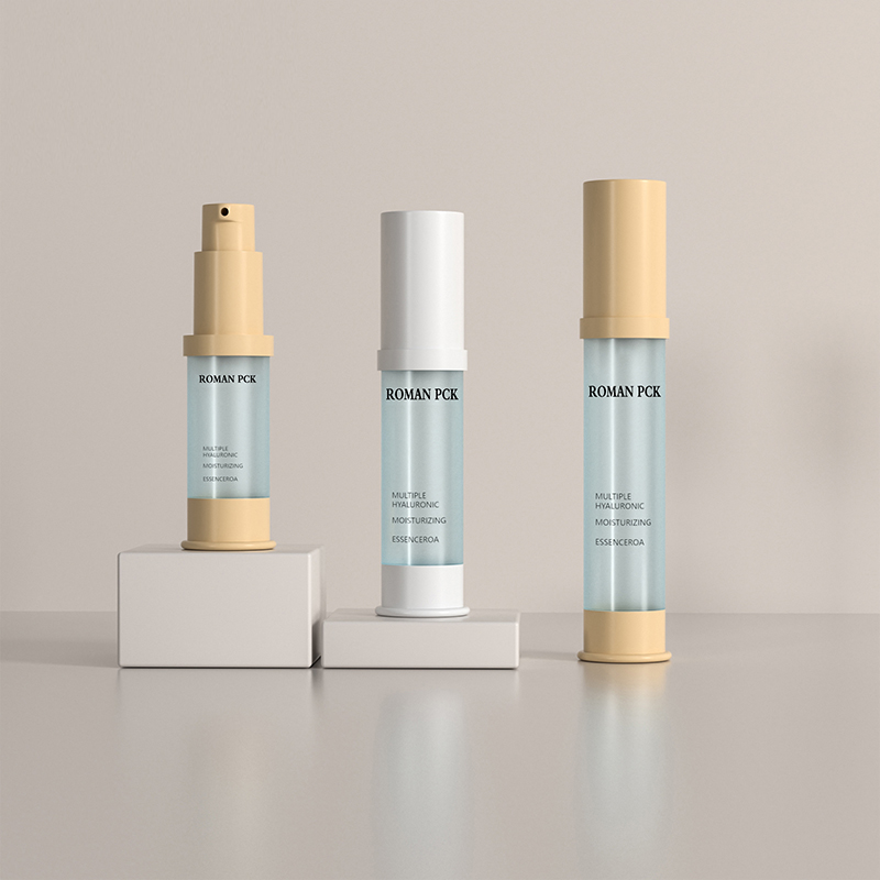 Flacone con pompa airless satinato da 15 ml 30 ml 1 oz Cilindro blu a forma sottile Cilindro alto Crema cosmetica Gel per lozione siero viso Gel fard