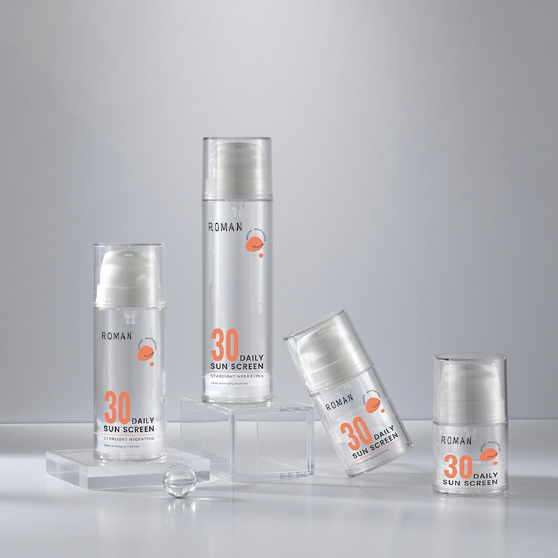 Flacone con pompa per imballaggio airless bianco trasparente da 15 ml 30 ml 50 ml 100 ml 120 ml per olio per il corpo con siero per la cura della pelle