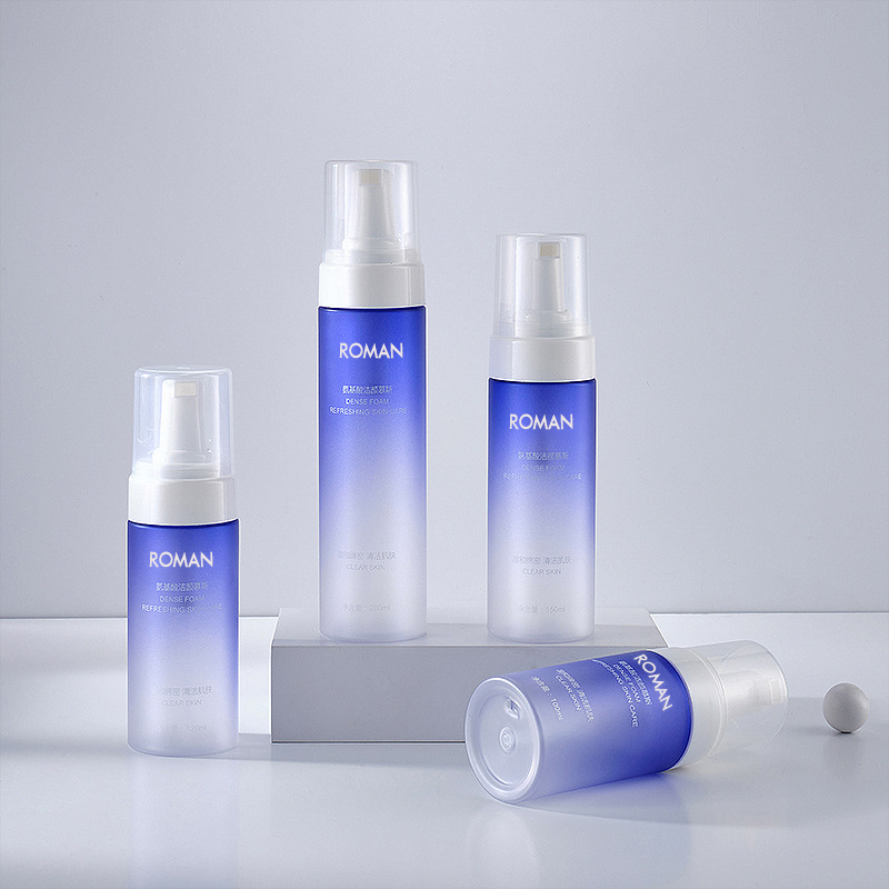 100ml 120ml 150ml 200ml PET sfumato colore blu schiuma dispenser di sapone liquido pompa schiumogena bottiglia gel doccia bottiglia per lavaggio a mano forniture per il bagno