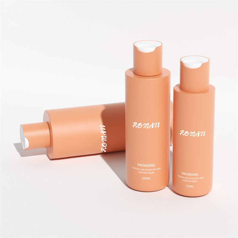 Bottiglia rotonda in plastica PET da 100 ml 150 ml 200 ml con tappo arancione trasparente Disco riutilizzabile vuoto per shampoo per maschera viso siero per la cura della pelle Bottiglia rotonda in plastica PET da 100 ml 150 ml 200 ml con tappo arancione trasparente Disco riutilizzabile vuoto per shampoo per maschera viso siero per la cura della pelle