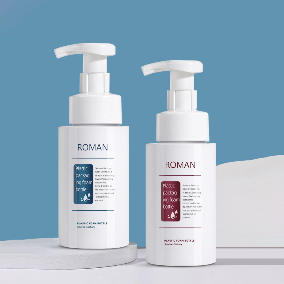 Bottiglia di plastica per pompa di schiuma detergente disinfettante per le mani rotonda carina in plastica 200ml 300ml 500ml Dimensioni per l'imballaggio di shampoo detergente viso