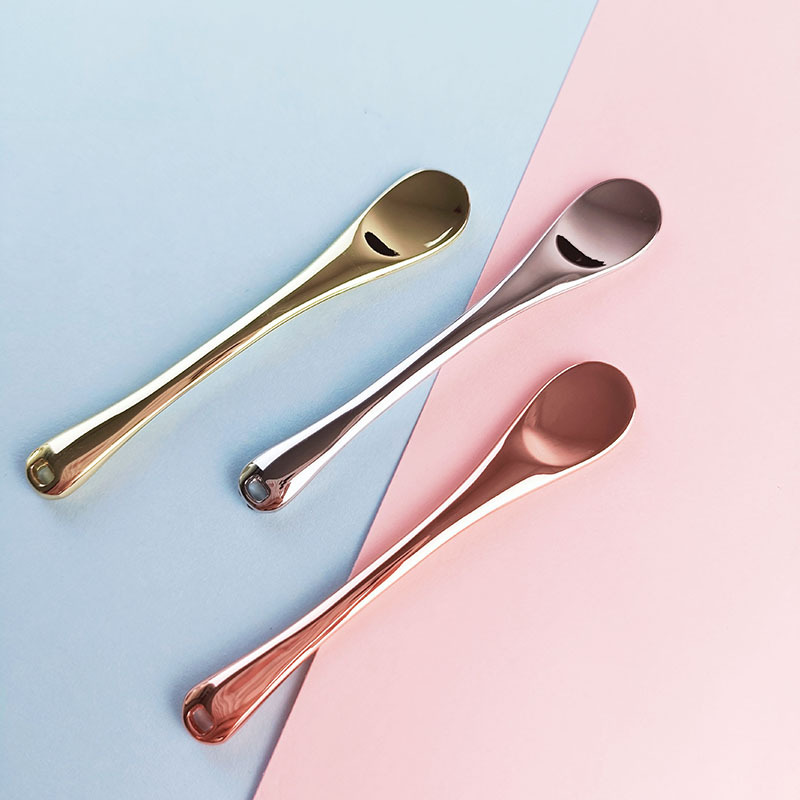 Spatola per trucco mini cucchiaio riutilizzabile in metallo in lega di zinco riutilizzabile in 3 colori per applicazione crema per gli occhi