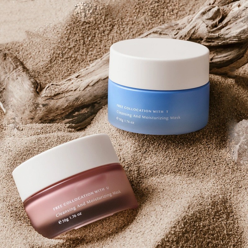 Confezione cosmetica classica in vasetto di crema in vetro rotondo per crema per il viso e crema per gli occhi