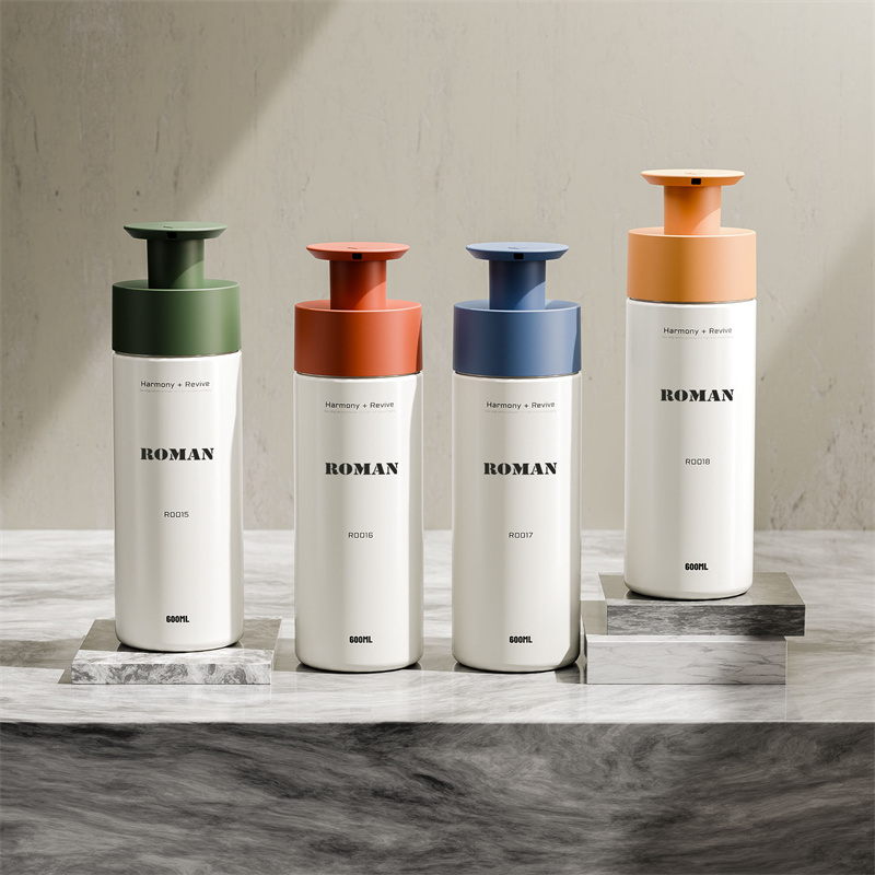 Bottiglie per pompa rotonde in plastica PET da 200 ml 300 ml 400 ml 600 ml per shampoo Lozione per il lavaggio del corpo Sapone liquido per le mani Confezione di gel doccia