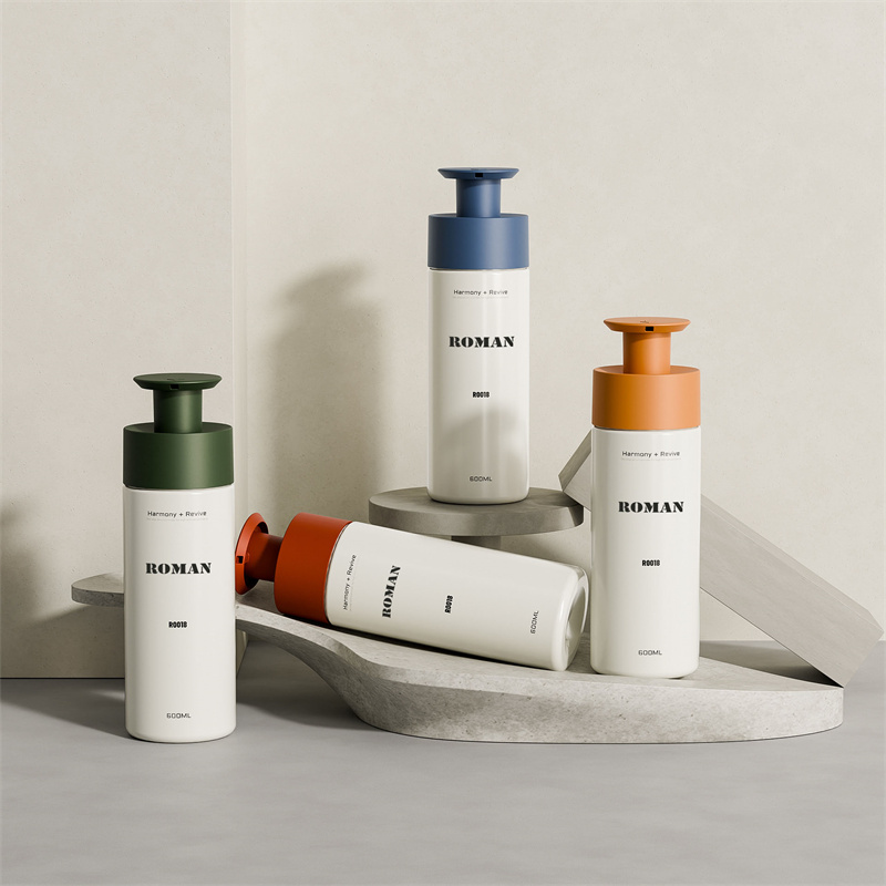 Bottiglie per pompa rotonde in plastica PET da 200 ml 300 ml 400 ml 600 ml per shampoo Lozione per il lavaggio del corpo Sapone liquido per le mani Confezione di gel doccia Bottiglie per pompa rotonde in plastica PET da 200 ml 300 ml 400 ml 600 ml per shampoo Lozione per il lavaggio del corpo Sapone liquido per le mani Confezione di gel doccia