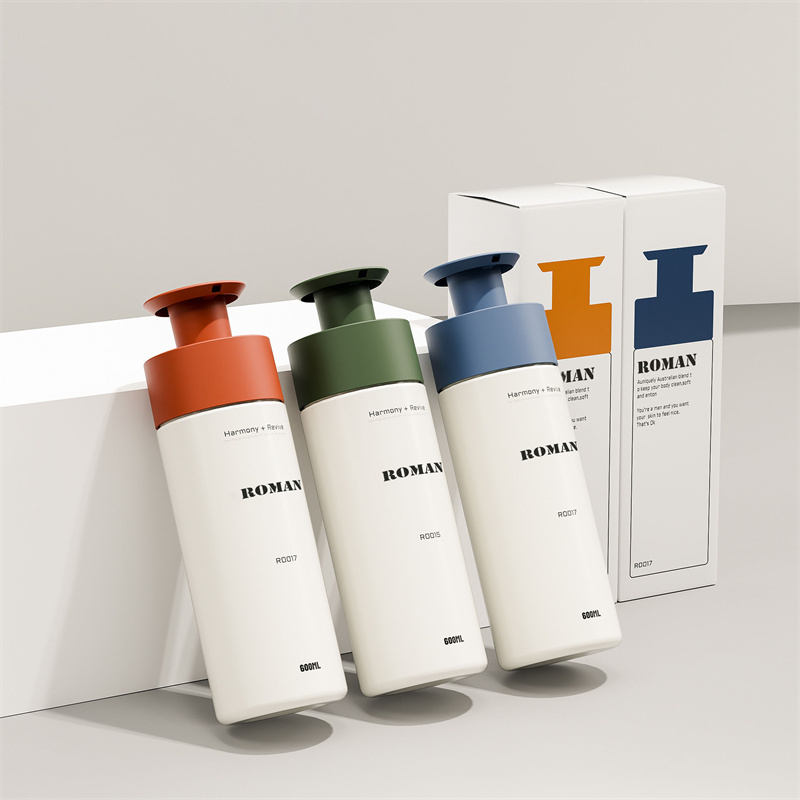 Bottiglie per pompa rotonde in plastica PET da 200 ml 300 ml 400 ml 600 ml per shampoo Lozione per il lavaggio del corpo Sapone liquido per le mani Confezione di gel doccia Bottiglie per pompa rotonde in plastica PET da 200 ml 300 ml 400 ml 600 ml per shampoo Lozione per il lavaggio del corpo Sapone liquido per le mani Confezione di gel doccia