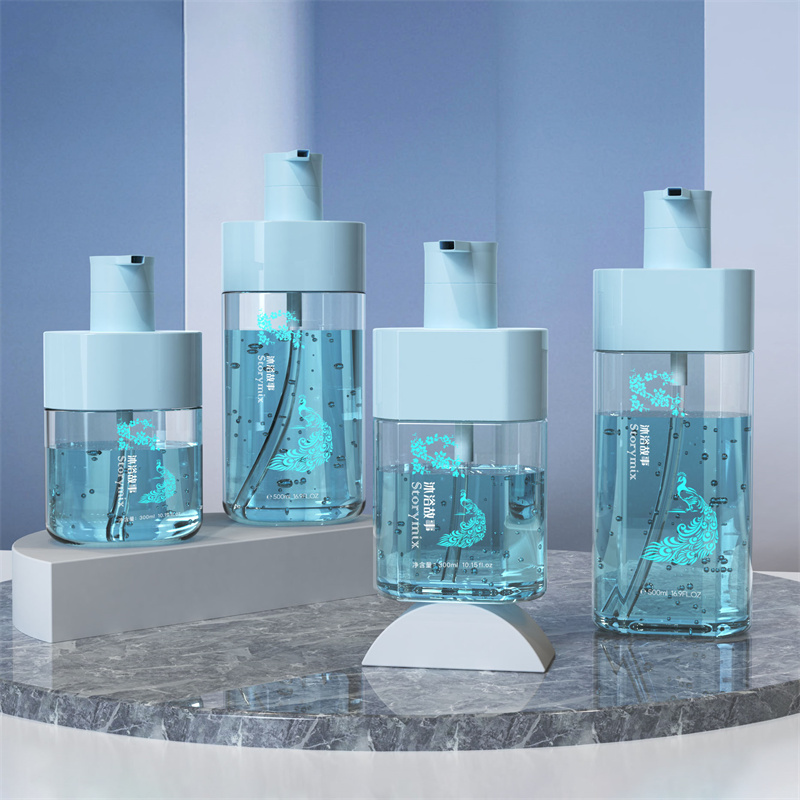 Lussuoso 300 ml 500 ml Bottiglie ovali per lavaggio del corpo con pompa per lozione per adulti Bambini Gel doccia idratante Lozione sbiancante Bolla Caratteristiche Aminoacido