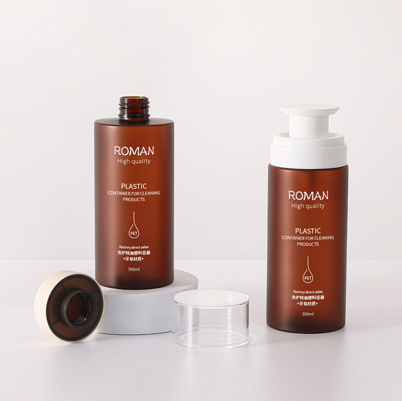 Bottiglie di plastica con dispenser a pompa, a prova di perdite, grande cilindro ambrato trasparente vuoto, ricaricabile per shampoo, balsamo per capelli, lozioni, oli