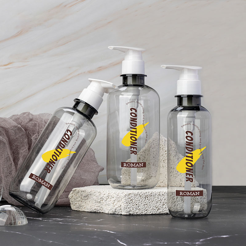 Bottiglie di plastica vuote per lozione 300ml 400ml 500ml 600ml PET Boston Round Shampoo Balsamo Bottiglia Doccia Gel Dispenser Bottiglia con pompa