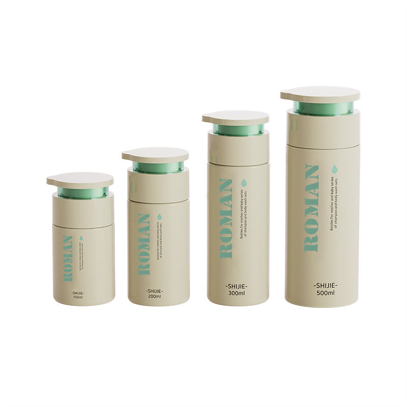 Bottiglia di crema per la cura della pelle a spalla piatta rotonda 150ml 200ml 300ml 500ml Confezione di balsamo per lozione per bambini Bottiglie di shampoo e crema per le mani per il lavaggio del corpo