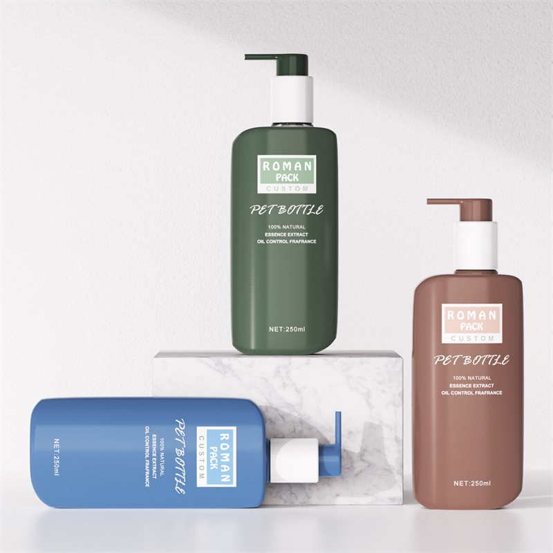 Bottiglia di crema da massaggio idratante piatta da 250 ml Bottiglia di shampoo per gel doccia detergente viso per lozione per il corpo per protezione solare Bottiglia di crema da massaggio idratante piatta da 250 ml Bottiglia di shampoo per gel doccia detergente viso per lozione per il corpo per protezione solare