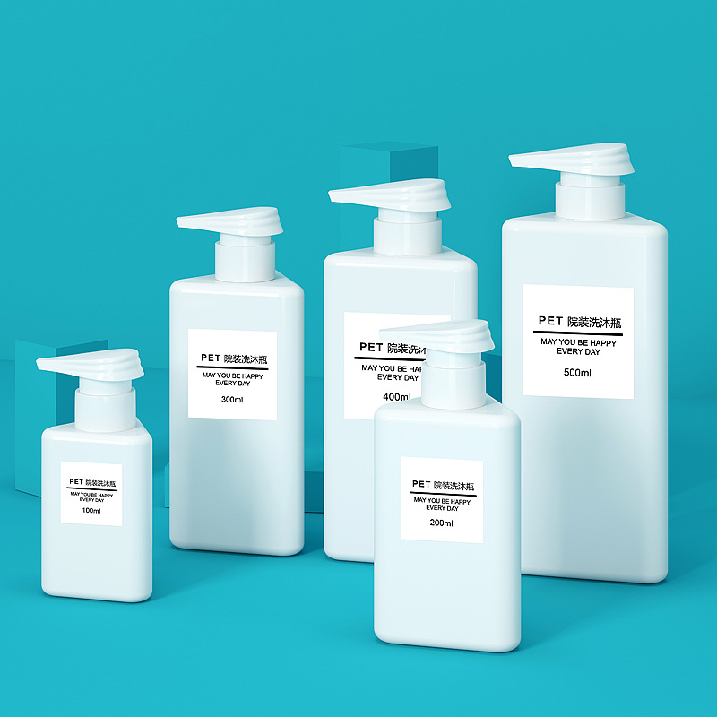 Nuova bottiglia vuota in plastica PET triangolare per lozione detergente viso o lozione per la cura della pelle 100 ml 200 ml 300 ml 400 ml 500 ml bottiglia cosmetica