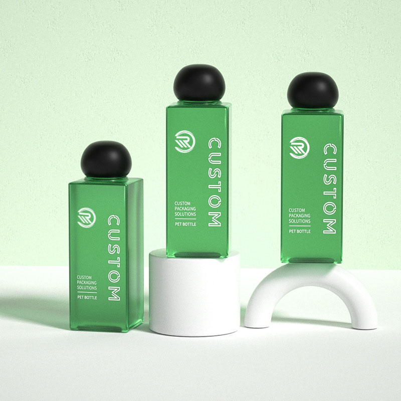 Bottiglie di lozione cosmetica trasparente satinata quadrata da 200 ml 250 ml in plastica premium per la cura della pelle Confezione di toner premium per siero con tappo a vite a forma di sfera