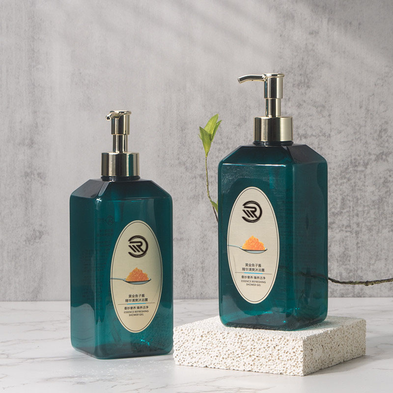 Etichetta privata PET plastica verde scuro cura della pelle idratante lozione per il corpo cura dei capelli shampoo contenitore per bottiglie da 550 ml